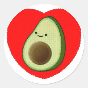 Cute Avocado in Red Heart Ronde Sticker