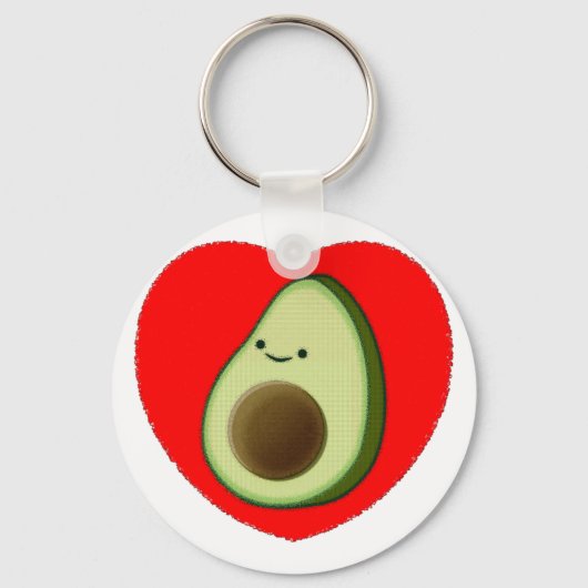 Cute Avocado in Red Heart Sleutelhanger (Voorkant)