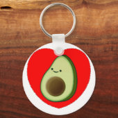 Cute Avocado in Red Heart Sleutelhanger (Voorkant)
