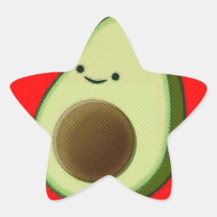 Cute Avocado in Red Heart Ster Sticker