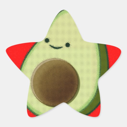Cute Avocado in Red Heart Ster Sticker (Voorkant)