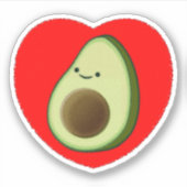 Cute Avocado in Red Heart Sticker (Voorkant)