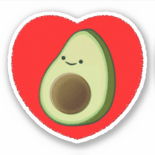Cute Avocado in Red Heart Sticker (Voorkant)