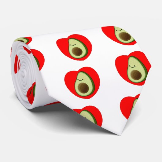 Cute Avocado in Red Heart Stropdas (Opgerold)