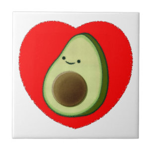 Cute Avocado in Red Heart Tegeltje