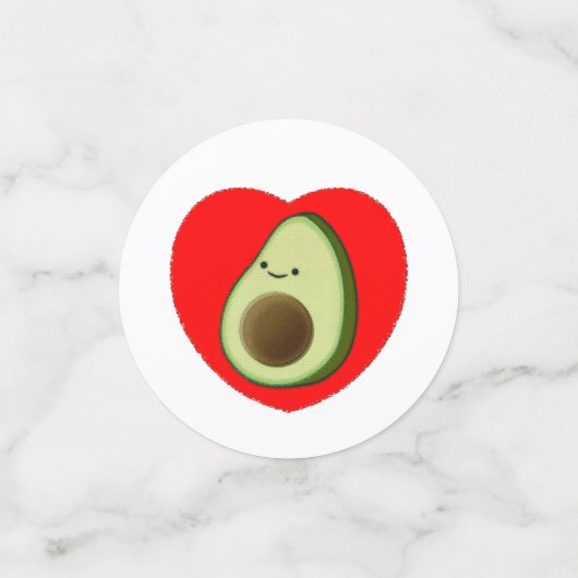 Cute Avocado in Red Heart Tekening Confetti (Kleine voorkant)