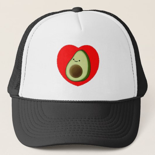 Cute Avocado in Red Heart Trucker Pet (Voorkant)
