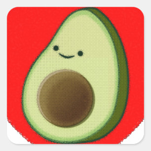 Cute Avocado in Red Heart Vierkante Sticker