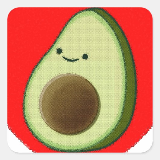 Cute Avocado in Red Heart Vierkante Sticker (Voorkant)