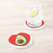 Cute Avocado in Red Heart Zandsteen Onderzetter (Zijkant)