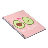 Cute Avocado koppel in liefde, Mijn perfecte halve Notitieboek (Rechterzijde)