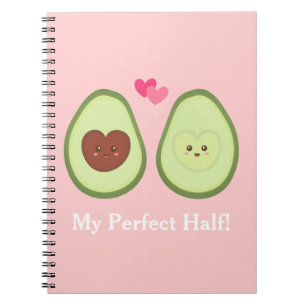 Cute Avocado koppel in liefde, Mijn perfecte halve Notitieboek