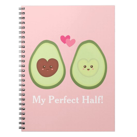 Cute Avocado koppel in liefde, Mijn perfecte halve Notitieboek (Voorkant)
