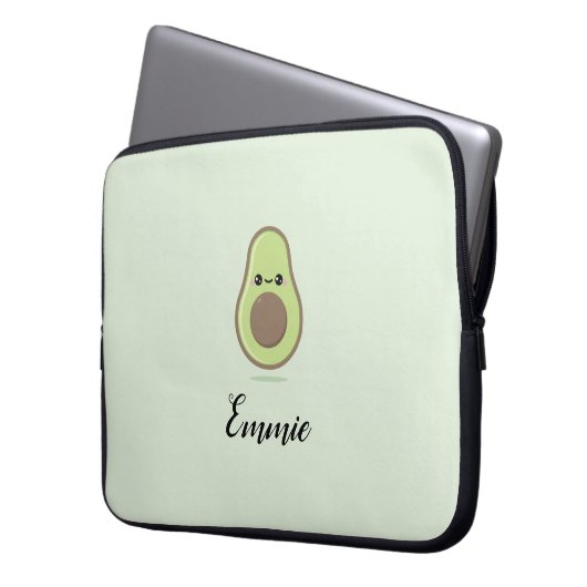 Cute Avocado-laptophoes Laptop Sleeve (Voorkant Links)