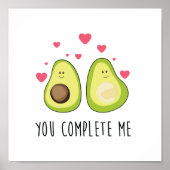 Cute avocado love koppel poster (Voorkant)