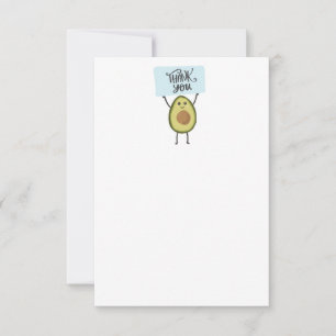 Cute Avocado met een bord bedankt RSVP Kaartje