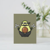 Cute Avocado Ninja Shuriken Warrior Illustration Briefkaart (Staand voorkant)