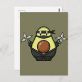 Cute Avocado Ninja Shuriken Warrior Illustration Briefkaart (Voorkant / Achterkant)