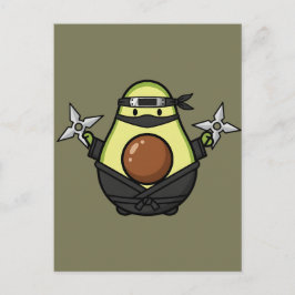 Cute Avocado Ninja Shuriken Warrior Illustration Briefkaart