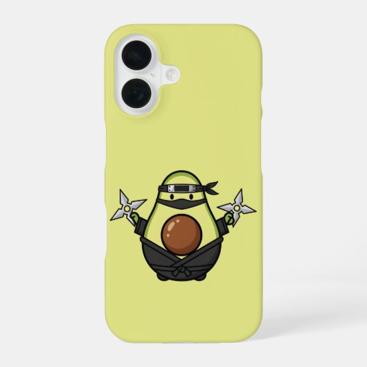 Cute Avocado Ninja Shuriken Warrior Illustration iPhone 16 Hoesje (Achterkant)
