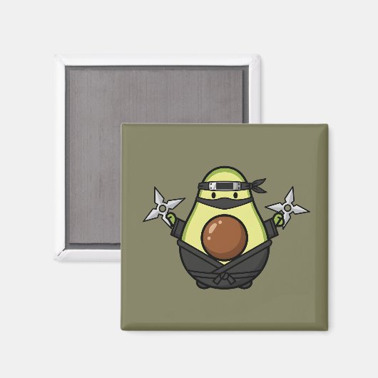 Cute Avocado Ninja Shuriken Warrior Illustration Magneet (Voorkant / Achterkant)