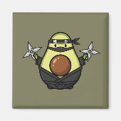 Cute Avocado Ninja Shuriken Warrior Illustration Magneet (Voorkant)