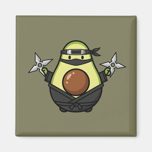 Cute Avocado Ninja Shuriken Warrior Illustration Magneet (Voorkant)