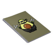 Cute Avocado Ninja Shuriken Warrior Illustration Notitieboek (Rechterzijde)