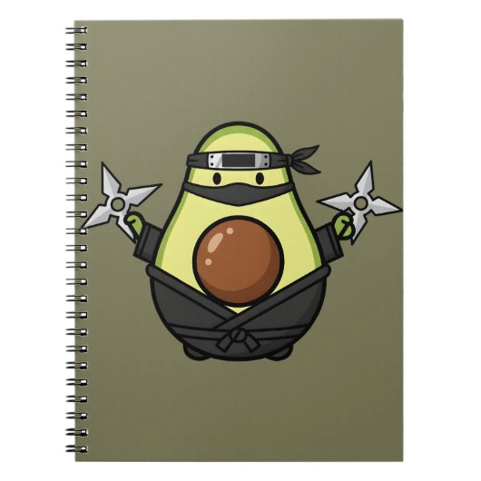 Cute Avocado Ninja Shuriken Warrior Illustration Notitieboek (Voorkant)