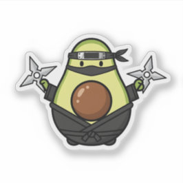 Cute Avocado Ninja Shuriken Warrior Illustration Sticker