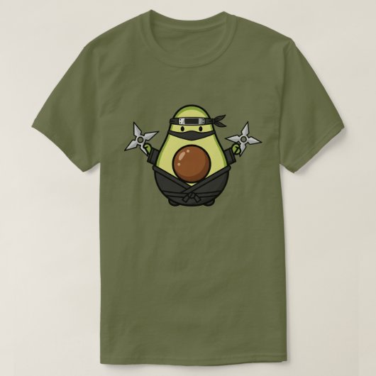 Cute Avocado Ninja Shuriken Warrior Illustration T-shirt (Design voorkant)