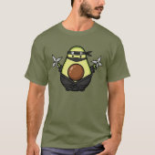 Cute Avocado Ninja Shuriken Warrior Illustration T-shirt (Voorkant)