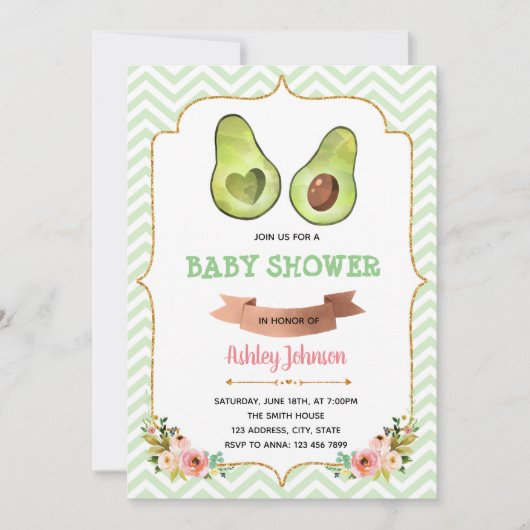 Cute avocado-partij themauitnodiging kaart (Voorkant)