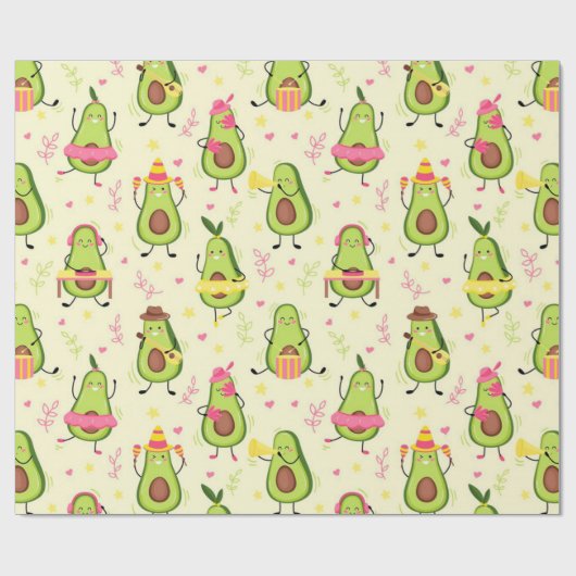 Cute Avocado Pattern  Cadeaupapier (Vlak)