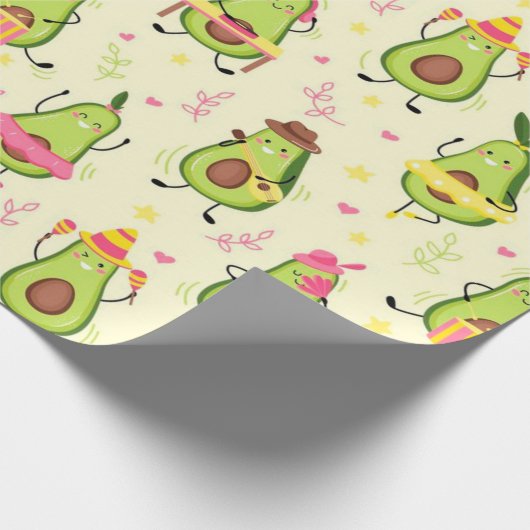 Cute Avocado Pattern  Cadeaupapier (Hoek)