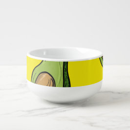Cute Avocado Pattern Ceramic Bowl - Vibrant Yellow Soepkom
