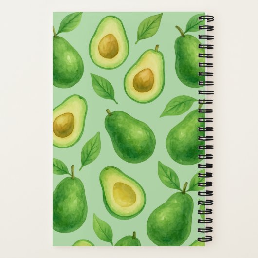 Cute Avocado pattern | Green Aesthetic Fruit gift Notitieboek (Achterkant)