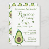 Cute Avocado Personaliseer 1e verjaardag Witte BG Kaart (Voorkant / Achterkant)