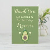 Cute Avocado personaliseer de kleurrijke 1 ste ver Bedankkaart (Staand voorkant)