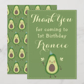 Cute Avocado personaliseer de kleurrijke 1 ste ver Bedankkaart (Voorkant / Achterkant)