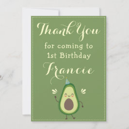 Cute Avocado personaliseer de kleurrijke 1 ste ver Bedankkaart
