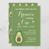 Cute Avocado personaliseer de kleurrijke 1 ste ver Kaart (Voorkant / Achterkant)