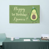 Cute Avocado personaliseert 1e verjaardag achtergr Spandoek (Beurs)