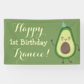 Cute Avocado personaliseert 1e verjaardag achtergr Spandoek (Horizontaal)