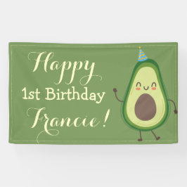 Cute Avocado personaliseert 1e verjaardag achtergr Spandoek