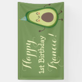 Cute Avocado personaliseert 1e verjaardag achtergr Spandoek (Verticaal)