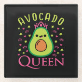 Cute Avocado Queen with Heart Keto Girl Cooking  Glazen Onderzetter (Voorkant)