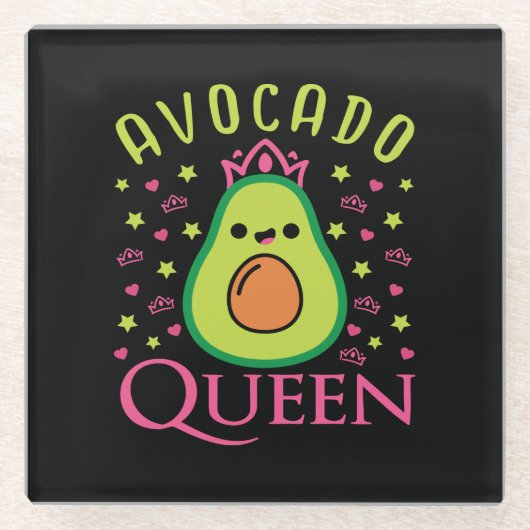 Cute Avocado Queen with Heart Keto Girl Cooking  Glazen Onderzetter (Voorkant)