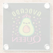 Cute Avocado Queen with Heart Keto Girl Cooking  Glazen Onderzetter (Achterkant)