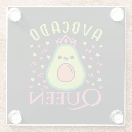 Cute Avocado Queen with Heart Keto Girl Cooking Glazen Onderzetter (Achterkant)